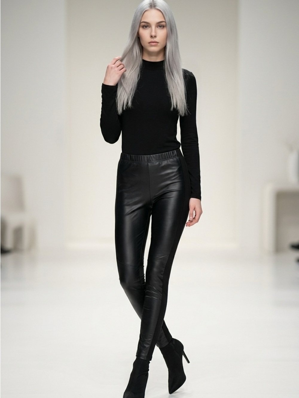 NWOT Rosio Women’s Black Faux Suede Front Ankle Leggings - Size Small